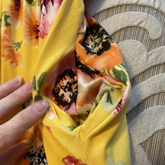 Girl’s Tween Size Large Pomelo Yellow Floral Pink Stripes Sleeveless Maxi Dress - Picture 4 of 4